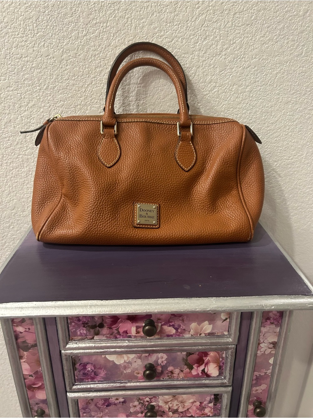 Vintage Dooney & Bourke Pebbled Leather Satchel - Brown